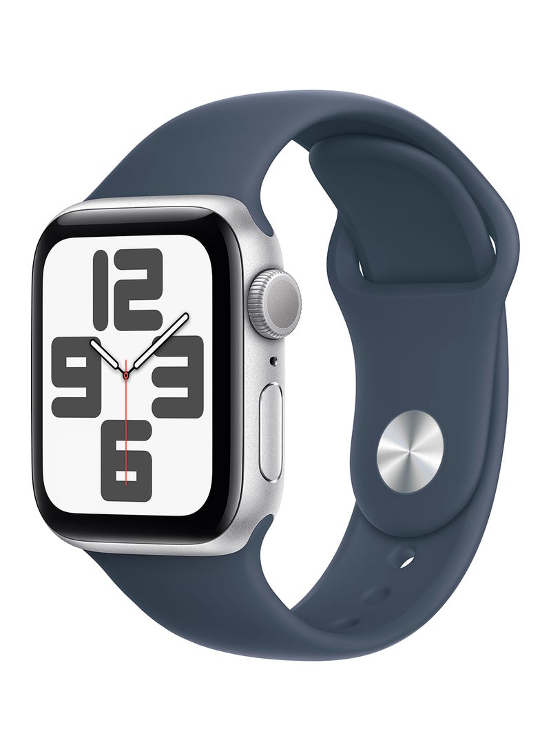 Apple Watch SE (2023) GPS 40mm Silver Aluminium Case With Storm Blue Sport Band - Image 1