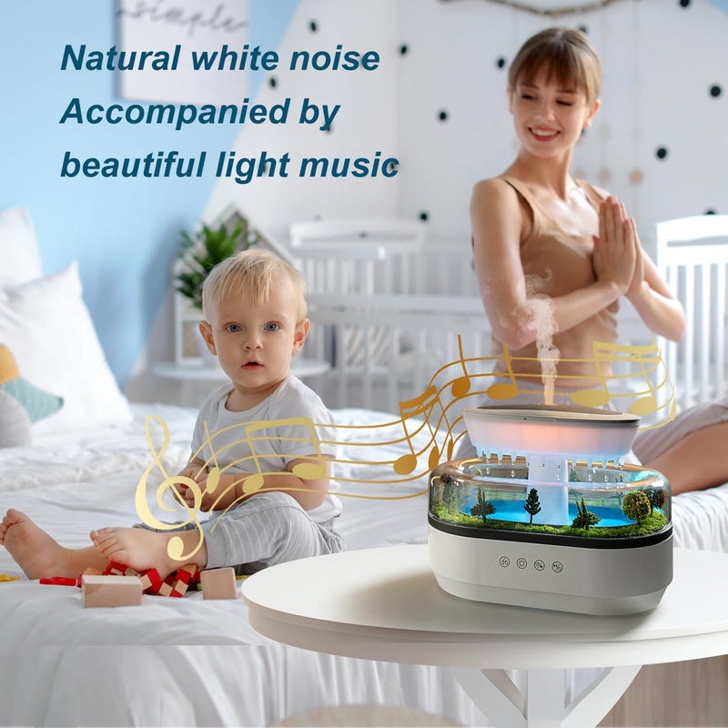 HIROGA Rain Diffuser 250ML Essential Oil Diffuser, Cloud Humidifier Rain Water Drip Humidifier with Drip Music Micro Landscape Ultrasonic Diffuser for Bedroom (White) - Image 4