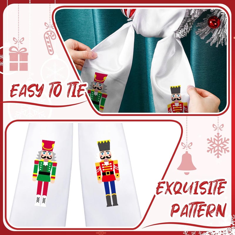 CraftyDream Wreath Sash for Front Door Wreath Satin Sash Blank Sashes Embroidery Monogram Yard Doorway Indoor Outdoor Wall Ribbon Bow Home Decor(Red, White,Nutcracker) - Image 4