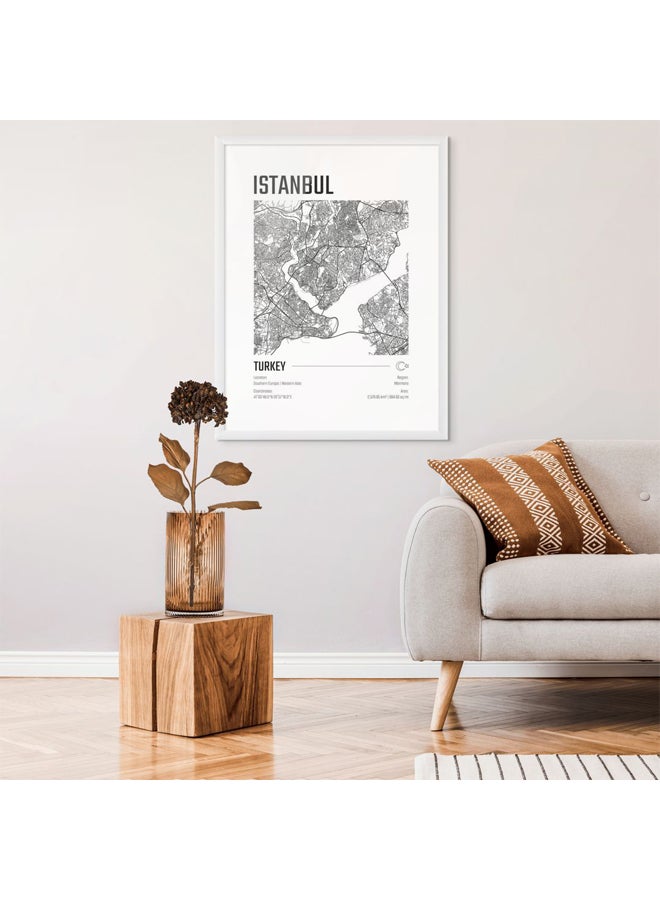 آرت دیکور  ديكور فني مؤطر صورة فنية جميلة طباعة لخريطة مدينة إسطنبول الحد الأدنى أسود أبيض ملصق حضري حديث تركيا هدية سفر غرفة المعيشة مكتب غرفة النوم جدار ديكور فندق ستوديو - Image 3
