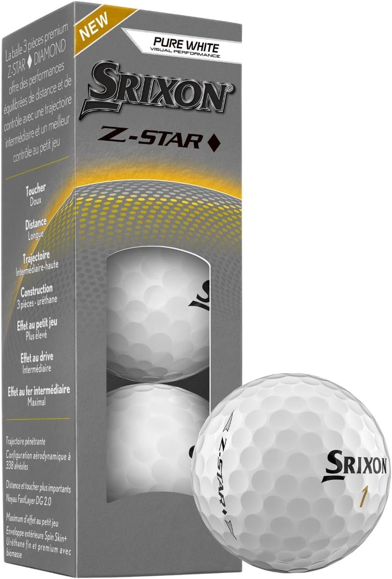 Srixon Z-Star Diamond Golf Balls, Diamond 3 (24 Pack), White - Image 4