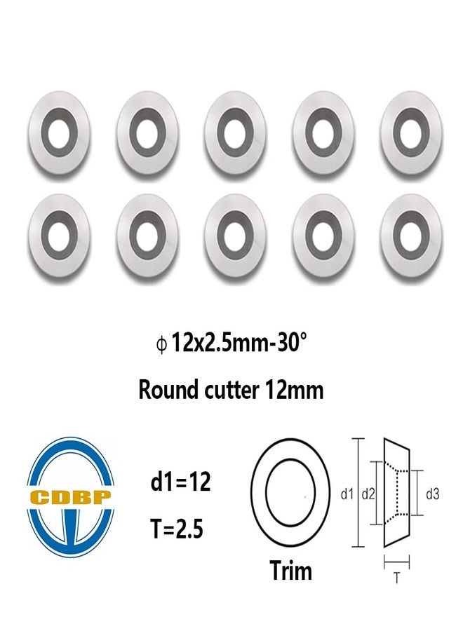 CDBP 12mm(1/2 inch) Round Carbide Inserts for Woodturning, R12 X 2.5mm Indexable Carbide Cutter fits for DIY Woodworking Lathe Wood Turning Finisher Hollower Tools, Ci3, 10pcs - Image 3