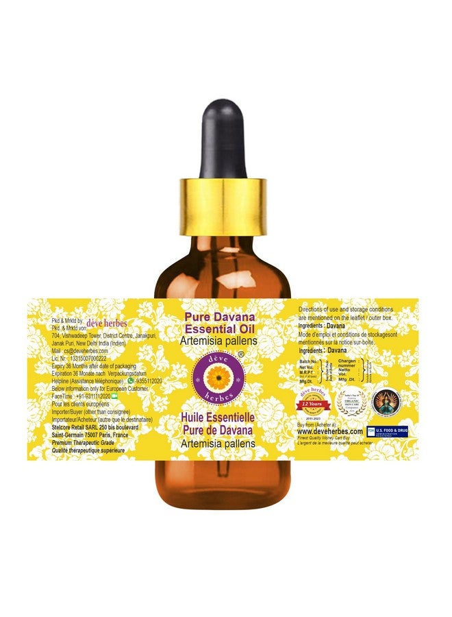 Deve Herbes Davana Essential Oil (Artemisia pallens) with Glass Dropper Pure | Non-Sticky | Non-greasy | Lightweight | Men & Women | All Skin Types | Steam Distilled 5ml - Image 3