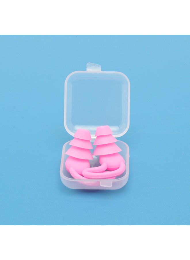 Generic Silicone Soundproof Earplugs Anti-noise Sleep Industrial Protection Swimming Waterproof Student Dormitory Special Mute Artifact-Color:Princess Powder/a Pair (transparent Small Box) - Image 1
