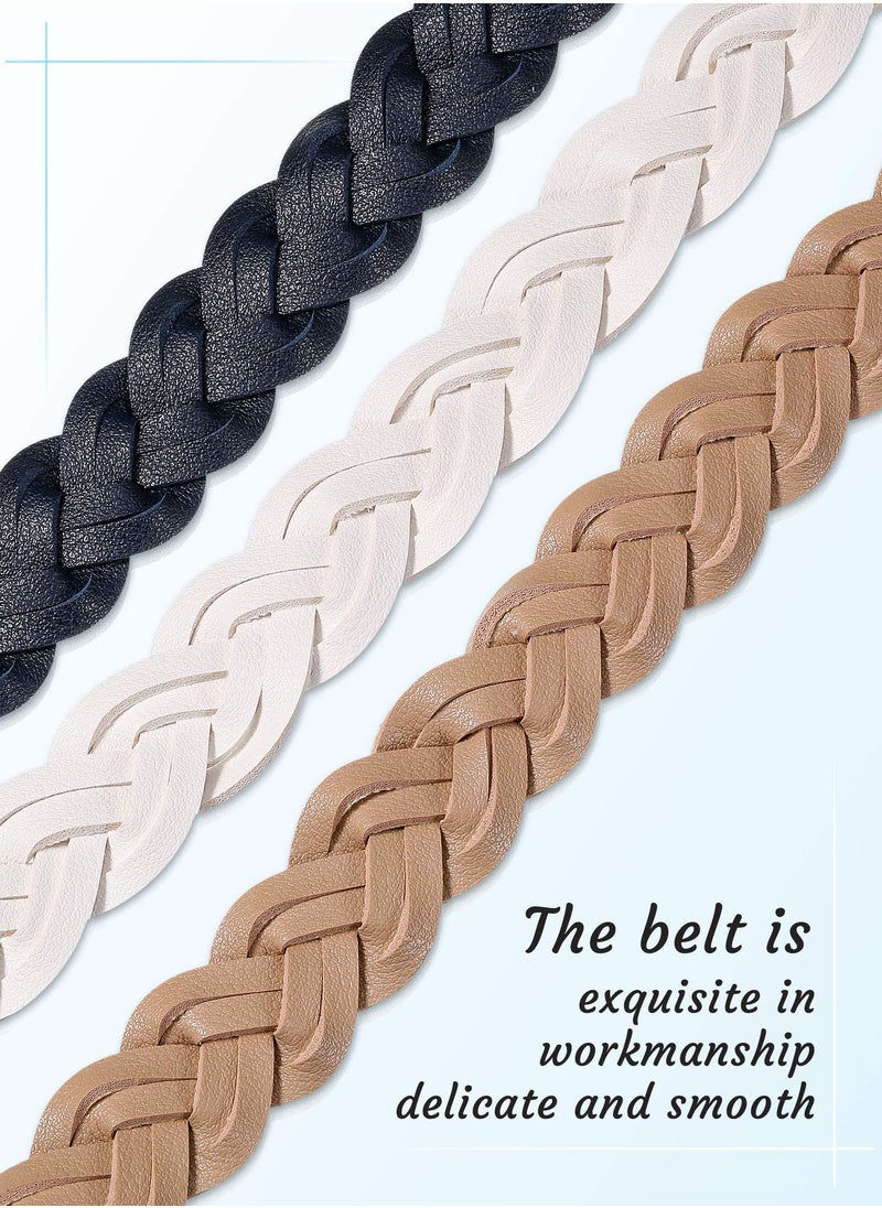 KASTWAVE - 3 Pieces Women's Braided Leather Belt, O-Ring Buckle Stretch Waist with Metal Buckle Formal Dress Belt, for Dress, Jean, Skirt, Pant - Image 1