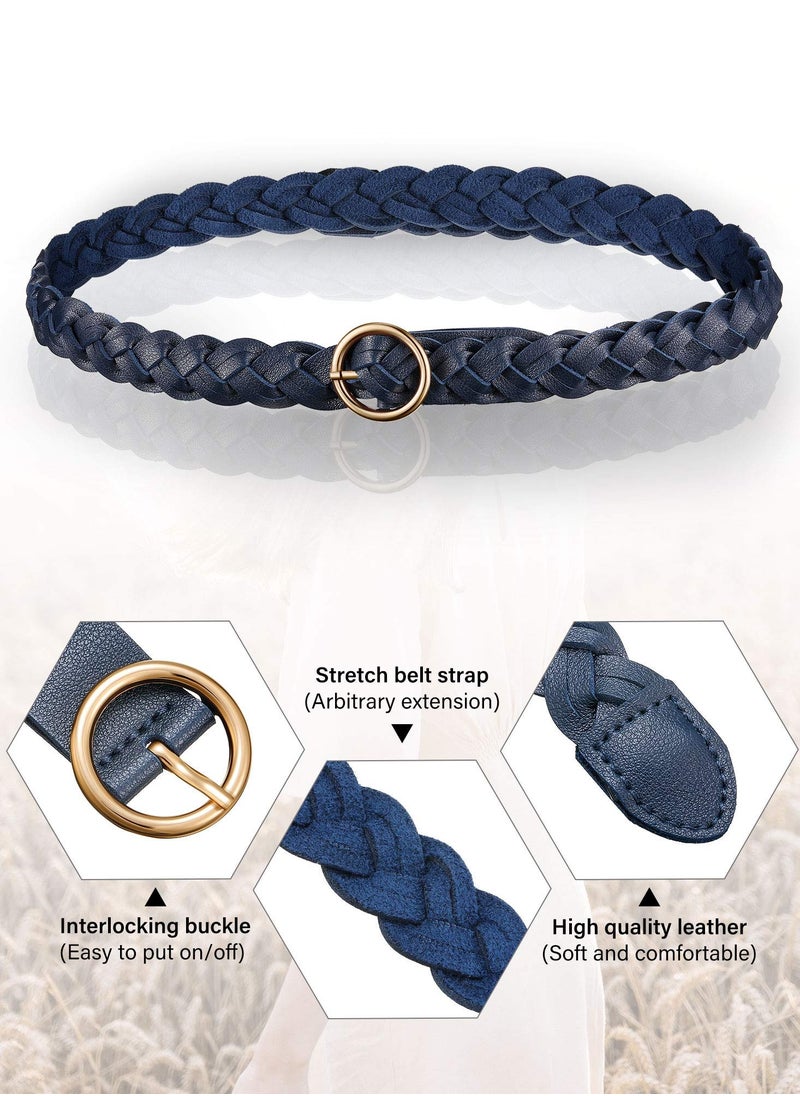 KASTWAVE - 3 Pieces Women's Braided Leather Belt, O-Ring Buckle Stretch Waist with Metal Buckle Formal Dress Belt, for Dress, Jean, Skirt, Pant - Image 1