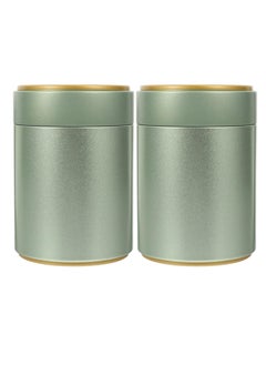 KASTWAVE Stainless Steel Tea Storage Tins, with Airtight Lids, 2-Pack Small Tea Tin Canisters, Leaf Tea storage Airtight Kitchen Canisters for Loose Tea, Herbs, Coffee, Cube Sugar (Light Green)  - Image 1