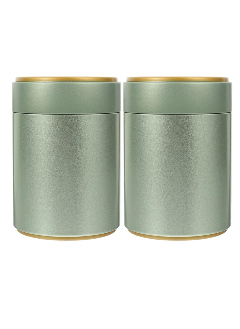 KASTWAVE Stainless Steel Tea Storage Tins, with Airtight Lids, 2-Pack Small Tea Tin Canisters, Leaf Tea storage Airtight Kitchen Canisters for Loose Tea, Herbs, Coffee, Cube Sugar (Light Green)  - Image 1