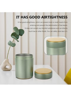 KASTWAVE Stainless Steel Tea Storage Tins, with Airtight Lids, 2-Pack Small Tea Tin Canisters, Leaf Tea storage Airtight Kitchen Canisters for Loose Tea, Herbs, Coffee, Cube Sugar (Light Green)  - Image 2