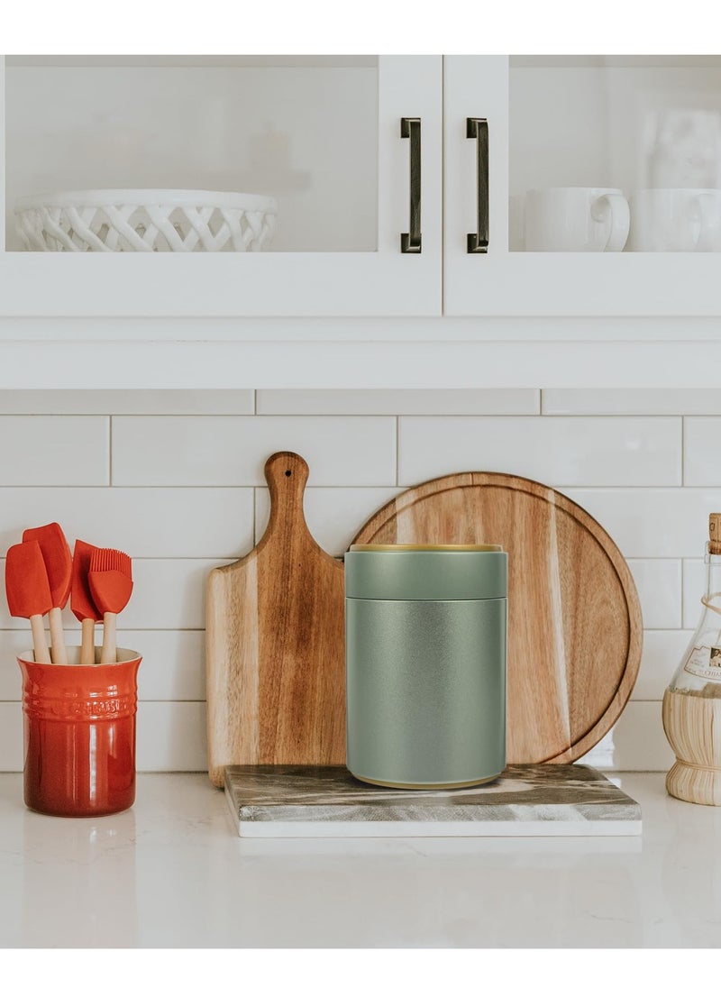 KASTWAVE Stainless Steel Tea Storage Tins, with Airtight Lids, 2-Pack Small Tea Tin Canisters, Leaf Tea storage Airtight Kitchen Canisters for Loose Tea, Herbs, Coffee, Cube Sugar (Light Green)  - Image 4