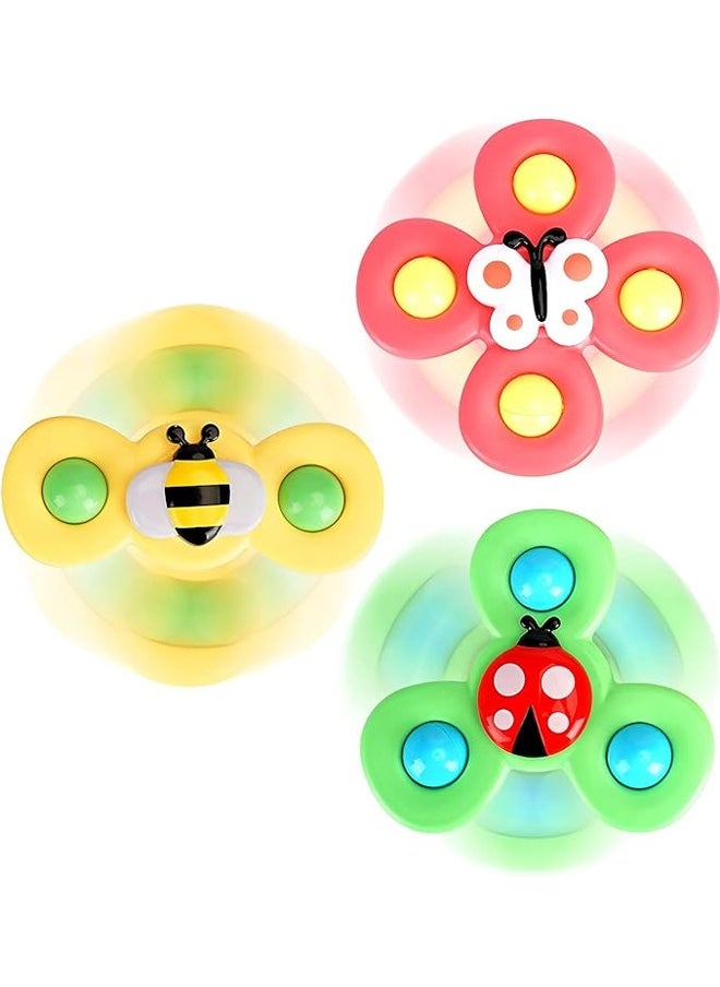 Generic - 3-PCS Suction Cup Spinner Toys for 1 Year Old Boy Girl|Spinning Top Baby Toys 6-12-18 Months|1-2 Year Old Boy Birthday Gift|Baby Bath Toys for Kids Ages 1-3|Sensory Toys for Toddlers 1-3 - Image 1
