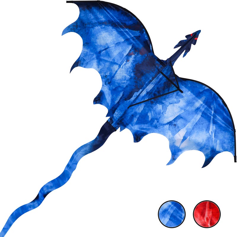 JEKOSEN Ice Dragon 54" Huge Kite for Kids and Adults Easy to Fly Single Line String with 160" Tail for Beach Trip Park Family Outdoor Games and Activities - Image 1
