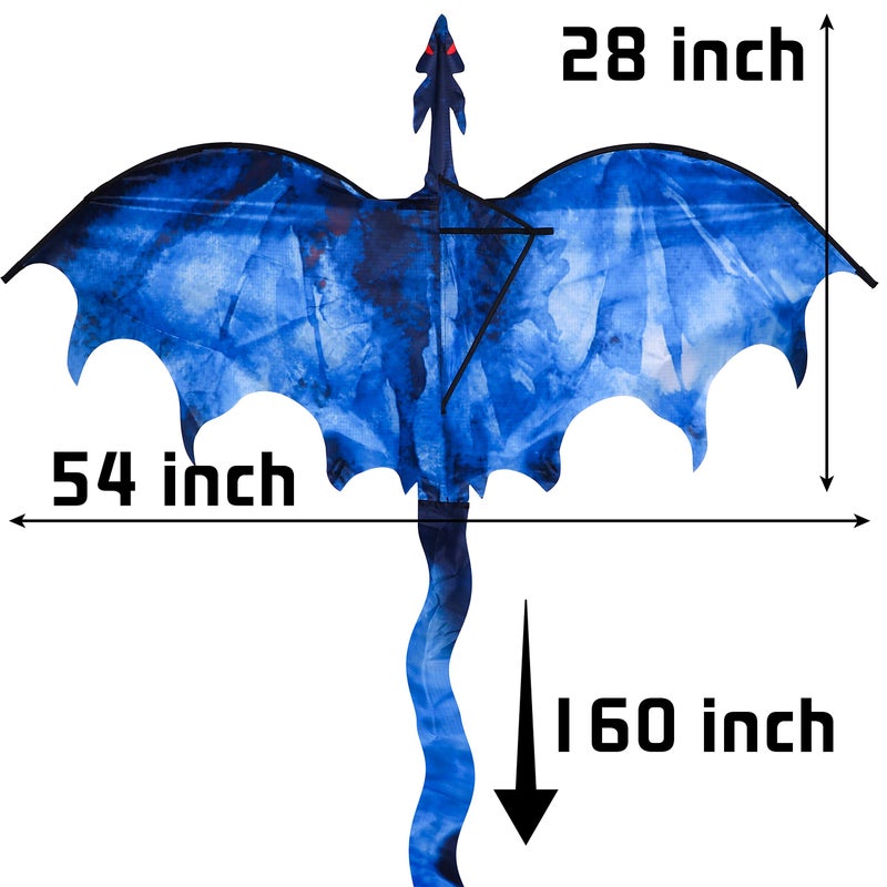 JEKOSEN Ice Dragon 54" Huge Kite for Kids and Adults Easy to Fly Single Line String with 160" Tail for Beach Trip Park Family Outdoor Games and Activities - Image 3