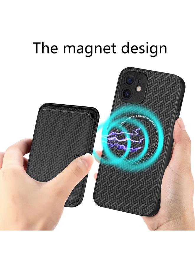 زبون جراب هاتف مغناطيسي من ألياف الكربون والجلد لهاتف iPhone 11 Pro Max - Image 5