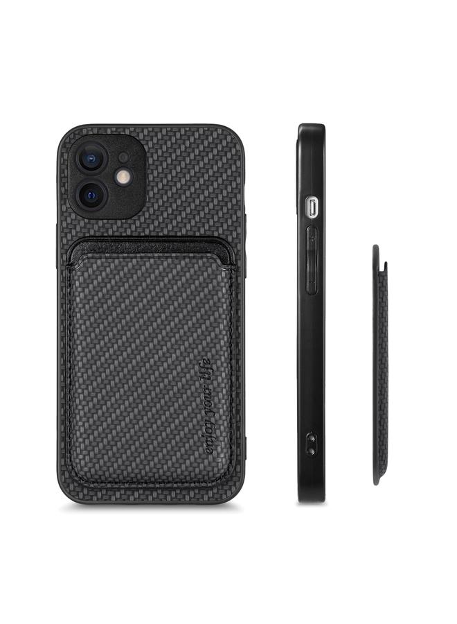 زبون جراب هاتف مغناطيسي من ألياف الكربون والجلد لهاتف iPhone 11 Pro Max - Image 2