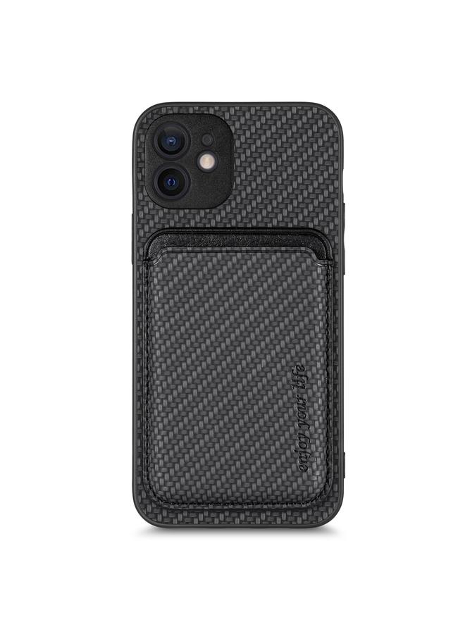 زبون جراب هاتف مغناطيسي من ألياف الكربون والجلد لهاتف iPhone 11 Pro Max - Image 1