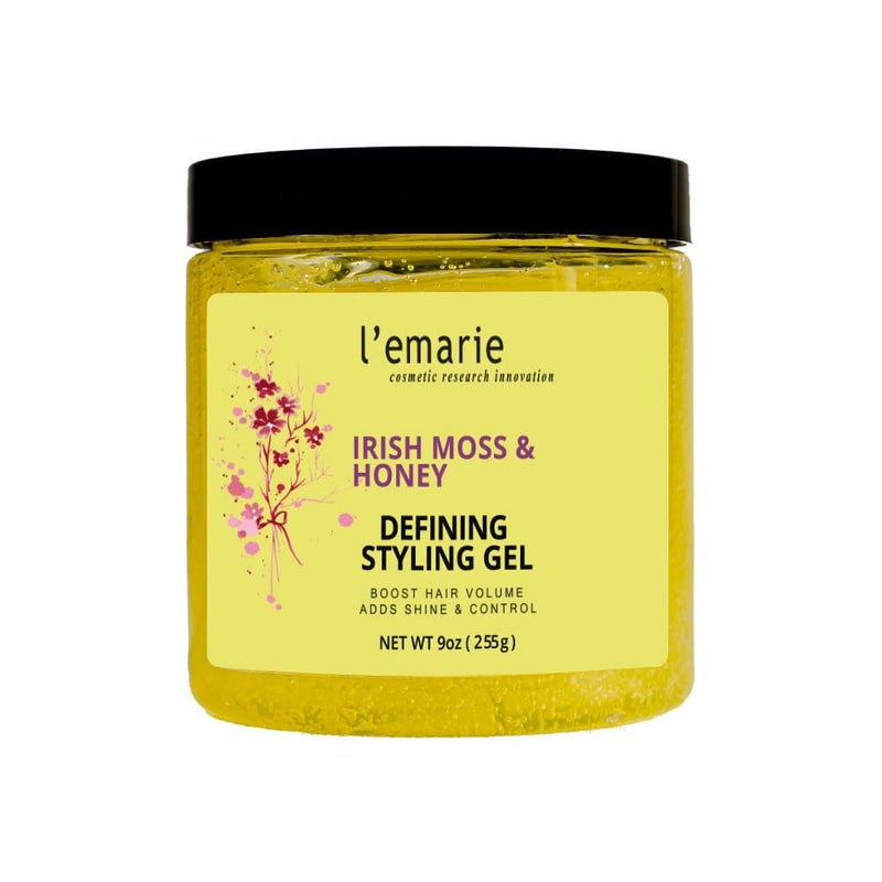 L'emarie Defining Styling Gel with Irish Moss & Honey for Curvy, Wavy & Straight Hair - Long-Lasting Hold, No Stickiness, Non- Flaking, Alcohol-Free - Image 1