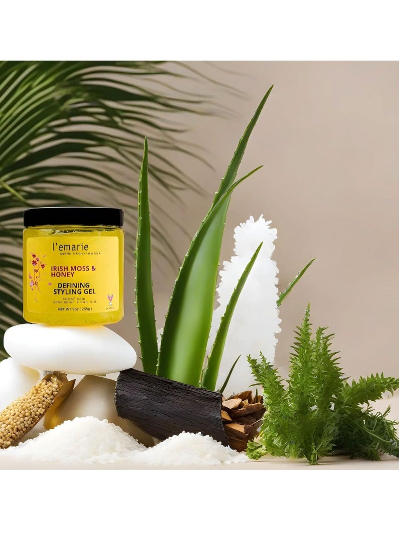 L'emarie L'emarie Defining Styling Gel with Irish Moss & Honey for Curvy, Wavy & Straight Hair - Long-Lasting Hold, No Stickiness, Non- Flaking, Alcohol-Free  - Image 3