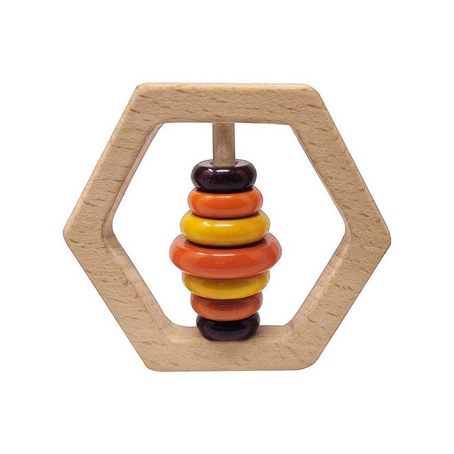 Ariro Wooden Rattle - Hexagon - Image 1