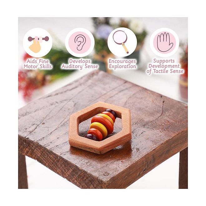 Ariro Wooden Rattle - Hexagon - Image 2