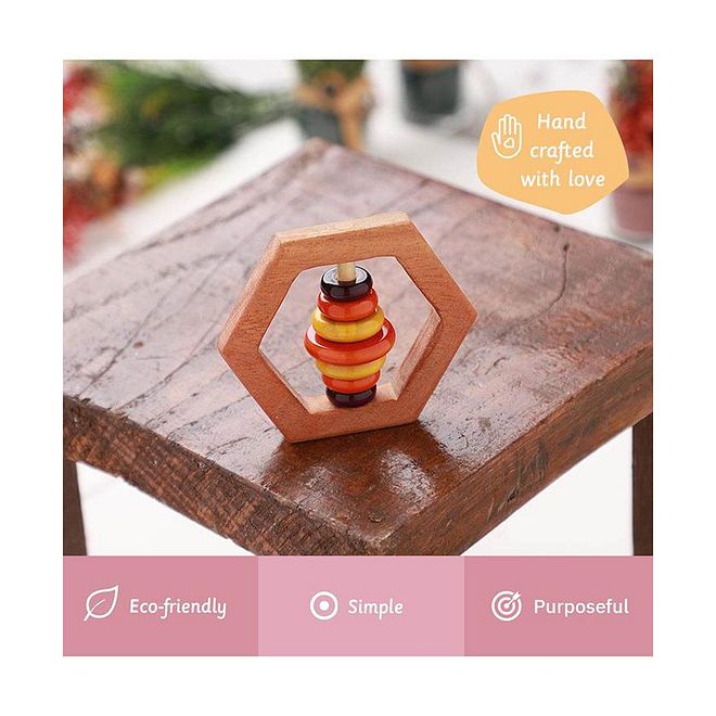 Ariro Wooden Rattle - Hexagon - Image 3
