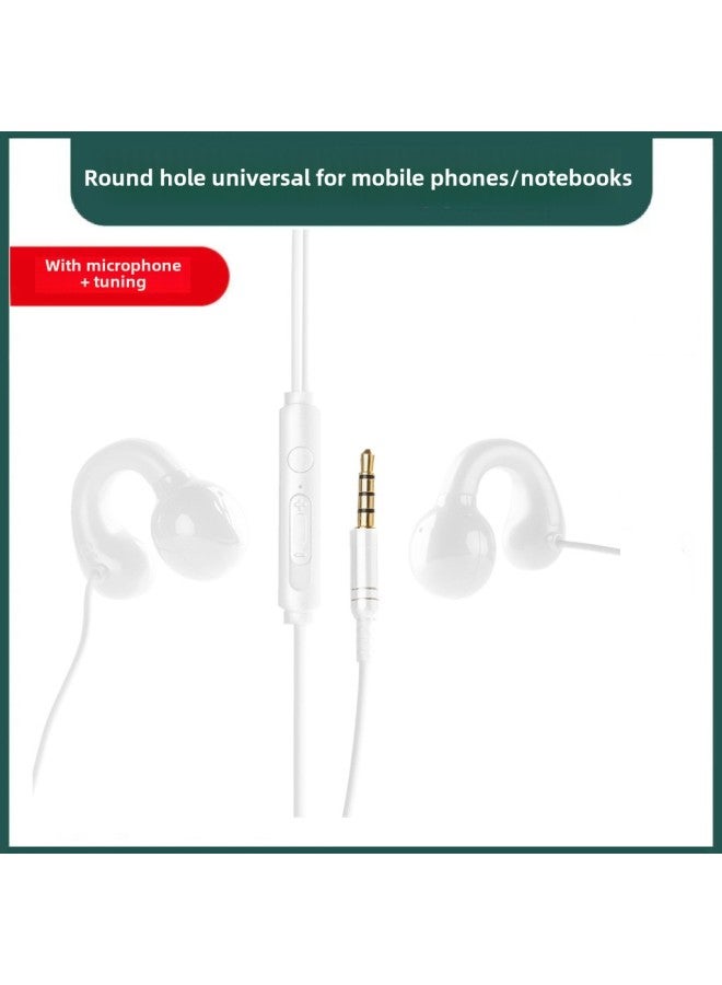 Earphones With Wire Clips Non-Bone Conduction Non-In-Ear Desktop Laptop With Mai Painless Ear-Hanging-Color:2m Athens White With Microphone  - Image 1
