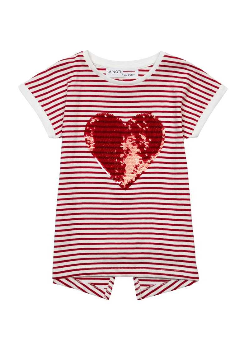 مينوتي Kids Girls Cotton T-Shirt With Sequins