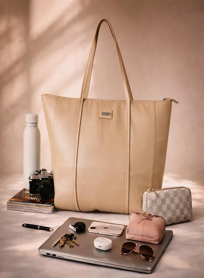 STRUTT Monica Tote Bag for Women | Large Rexine Handbag with Laptop Compartment | Stylish Shoulder Tote Bag with Toiletry Kit | Office Work Travel Hand Bag - Image 3