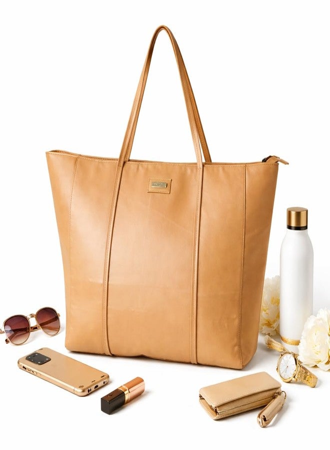 STRUTT Monica Tote Bag for Women | Large Rexine Handbag with Laptop Compartment | Stylish Shoulder Tote Bag with Toiletry Kit | Office Work Travel Hand Bag - Image 1