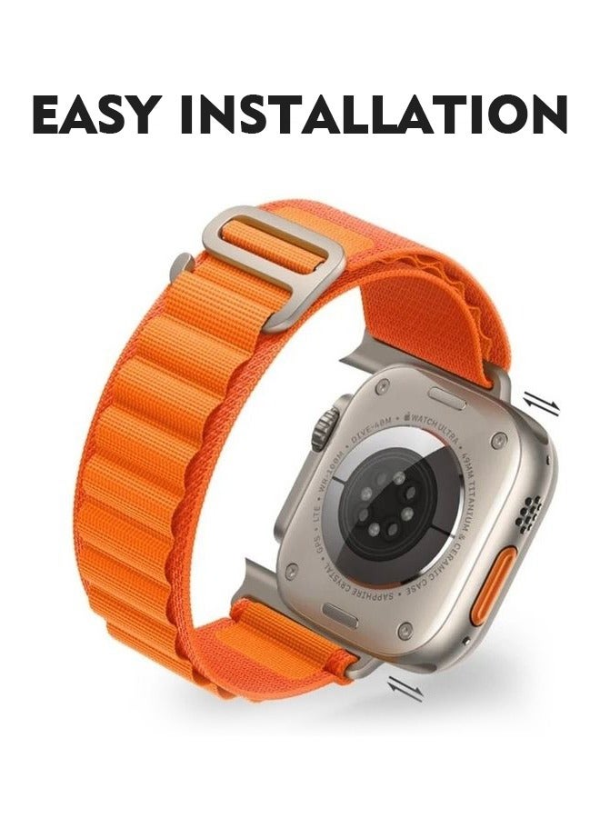 2Pack for Apple Watch Alpine Loop Band 49mm/45mm/44mm/42mm Nylon Woven Sport Strap Compatible with iWatch Series 8/Ultra/7/SE/6/5/4/3/2/3 Black/Orange - Image 5