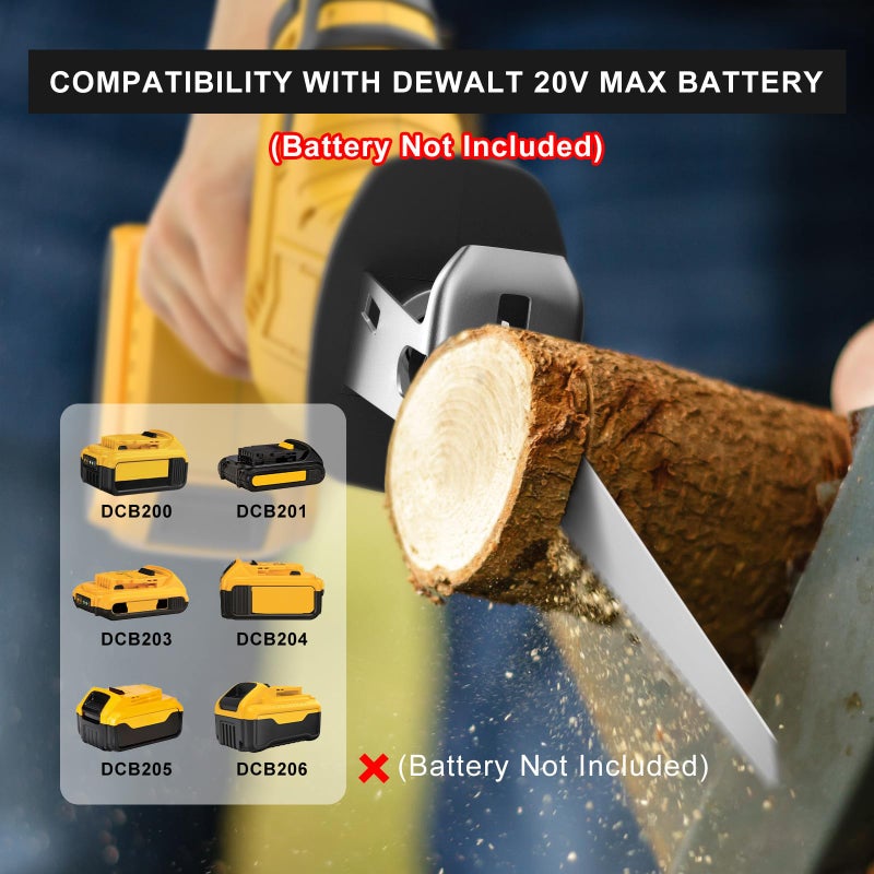 Samvinor Cordless Reciprocating Saw for Dewalt 20V Battery, 150W Power Brush Reciprocating Saws, 0-3500 SPM Variable Speed, 4 Saw Blades Kit Cutting Tool for Wood Metal PVC (Battery Not Included) - Image 2