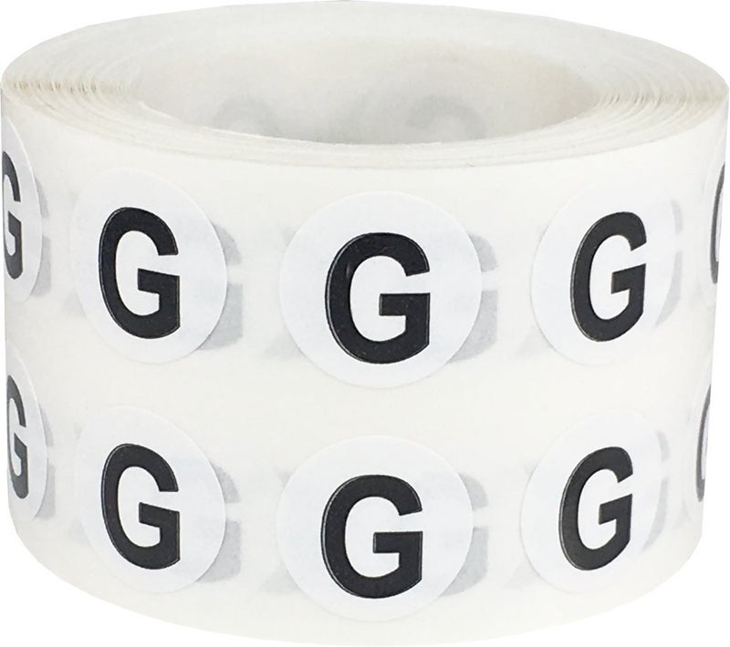 InStockLabels.com Letter G Inventory Labels .5 Inch Round Circle Dots 1,000 Adhesive Stickers - Image 1