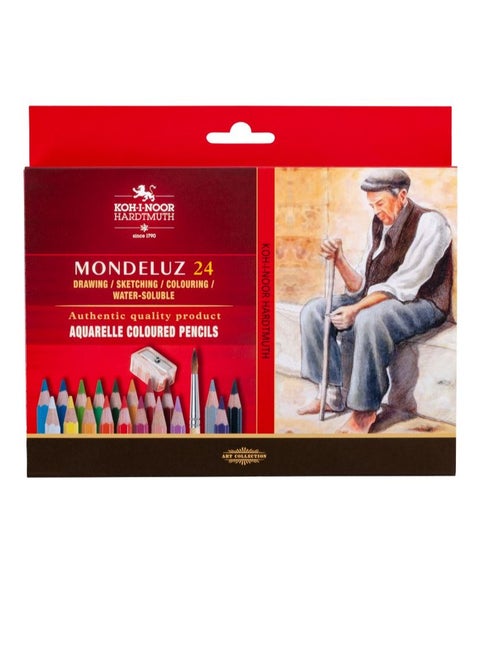Koh-I-Noor Mondeluz Watercolor Pencils + Brush 24 pcs - No:3711