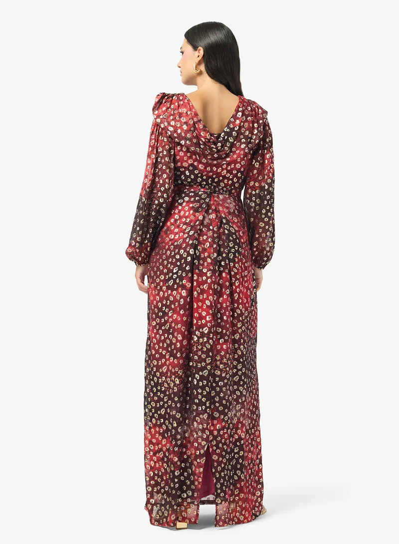 جولدن ابل Puff Sleeve Belted Dress