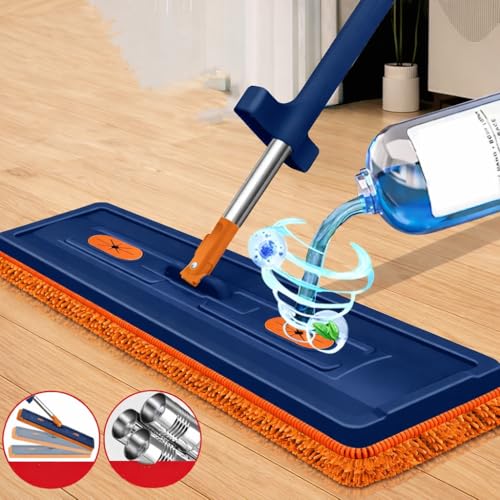 Proliva Flat Mop for Floor Cleaning Magic Slider Squeeze MopMicrofiber Hands Free Squeeze Mob 360 Bucket Less Pocha Wet and Dry Use Microfiber Refill Mop(Navy) - Image 3