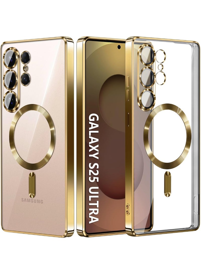 متوافق مع حافظة سامسونج جالاكسي S25 Ultra (فقط). غطاء مغناطيسي لهاتف S25 Ultra. غطاء واقٍ ناعم ولامع ونحيف لهاتف جالاكسي S25 Ultra مقاس 6.9 بوصة. متوافق مع تقنية MagSafe (ذهبي). - Image 1