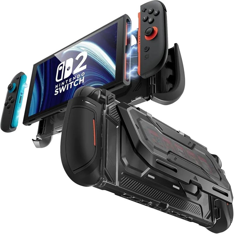 Mumba Dockable for Nintendo Switch 2 Case with Flip Stand, [Titan] Ergonomic Switch 2 Grip Protective Cover Holds 5 Game Cards & 2 TF Cards TPU Accessories and Quick-Release Joy-Con Design(Black) - Image 1