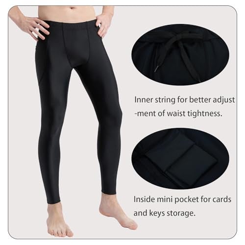 Lemorecn UPF 50+ Men's Surfing Leggings Sun Protection Swimming Pants(6011black-2XL) - Image 3