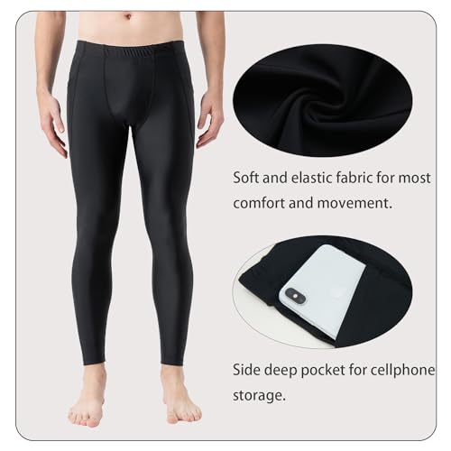 Lemorecn UPF 50+ Men's Surfing Leggings Sun Protection Swimming Pants(6011black-2XL) - Image 2
