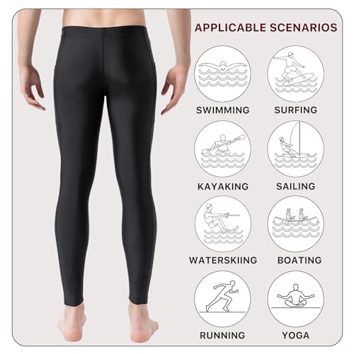 Lemorecn UPF 50+ Men's Surfing Leggings Sun Protection Swimming Pants(6011black-2XL) - Image 4