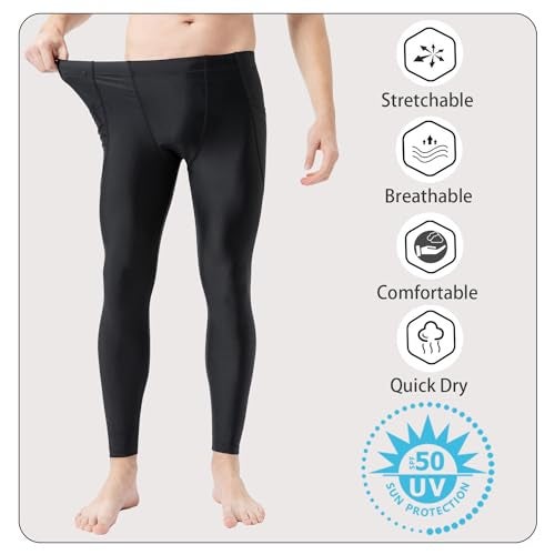 Lemorecn UPF 50+ Men's Surfing Leggings Sun Protection Swimming Pants(6011black-2XL) - Image 5
