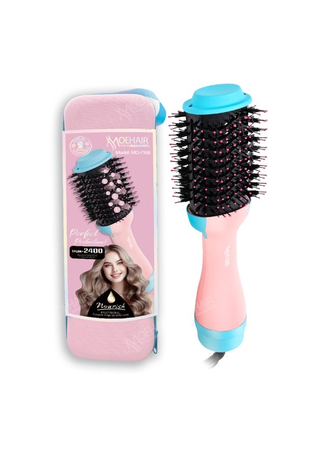 موهير Professional Hair Dryer Brush, 2400W Hot Air Styler with 360° Swivel Cord, Keratin Protection, Ionic, unique repair hairfunction  - Image 1