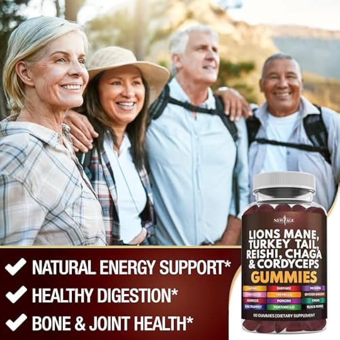 NEW AGE Mushroom Lion's Mane Supplement Gummies - Comprehensive Mushroom Supplement with Reishi, Cordyceps - 180 Count - Image 5