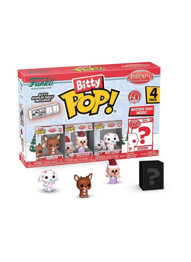 Funko Funko Bitty Pop! Rudolph: Mini Collectible Toys 4-Pack - Rudolph®, Charlie-in-The-Box™, Misfit Elephant™, & Mystery Chase Figure (Styles May Vary)  - Image 1