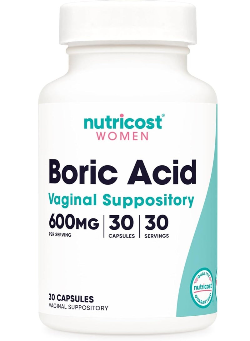 Nutricost Women Boric Acid 600mg 30 Capsules - Image 1