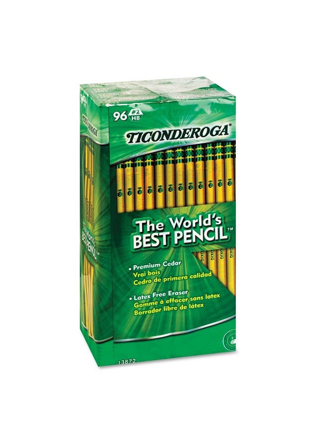 ديكسون - قلم رصاص خشبي من Ticonderoga 13872، Hb #2، أسطوانة صفراء، 96/عبوة - Image 1