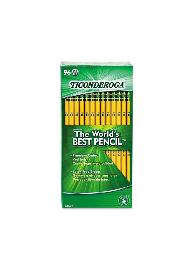 ديكسون - قلم رصاص خشبي من Ticonderoga 13872، Hb #2، أسطوانة صفراء، 96/عبوة - Image 1