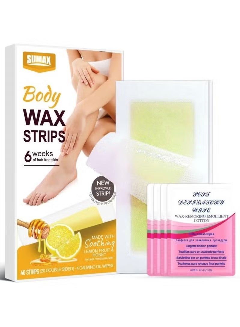 SUMAX Wax Strips - 40Pcs Hair Removal Wax - Professional Non-Woven Hair Removal Paper Strips, Suitable for Face, Body, Legs, Underarms, Etc - Image 1