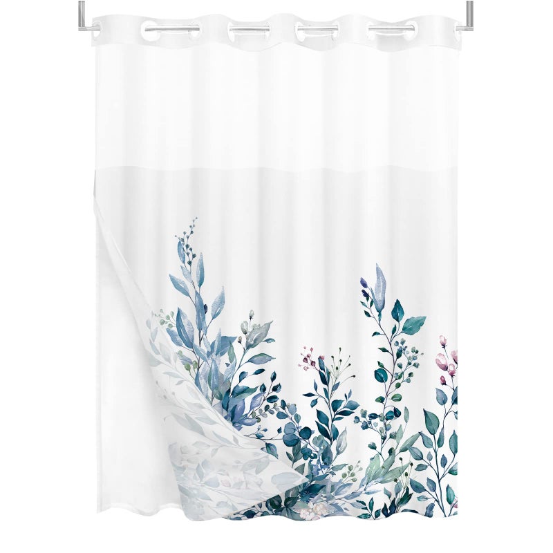 Tititex No Hooks Snap in Liner Blue Eucalyptus Leaves Startain Stain Sets Hotel Luxury Double Place Flace & SEED-SEPRING WINDOW BATHERATION - Image 4