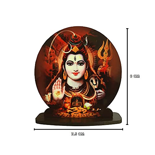 SK CRAFT Wooden Lord Shiv Idol Statue for Car Dashboard/Home/Shop/Office (8x7.5 cm, Multicolour) - Image 2
